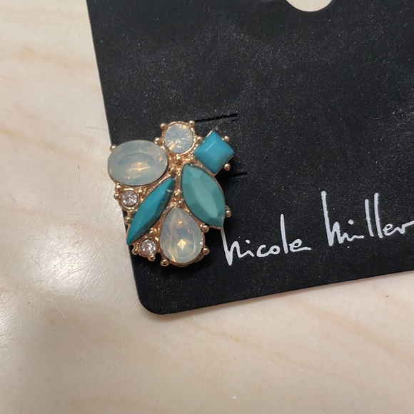 Nicole Miller Gold and Stone Stud Earrings - Picture 3 of 4